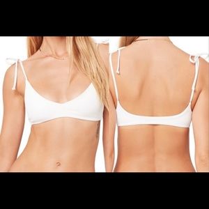 LSpace White ribbed swim too with tie straps